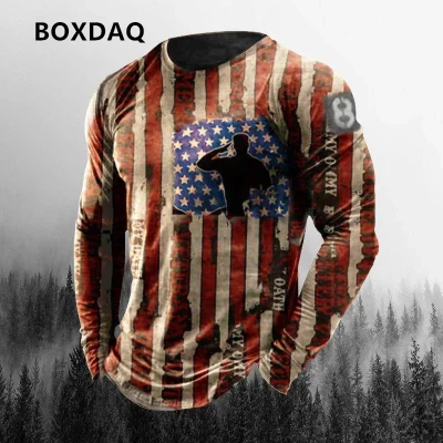 Muške majice sa američkom zastavom - proleće/jeesen, 3D štampanje, ulični stil, velike veličine