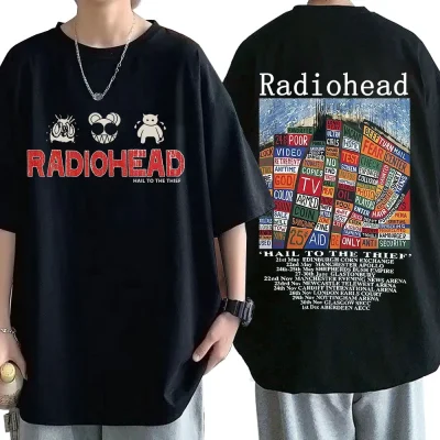 "Vintage Radiohead T-shirt: 100% pamuk, unisex, Hip Hop"