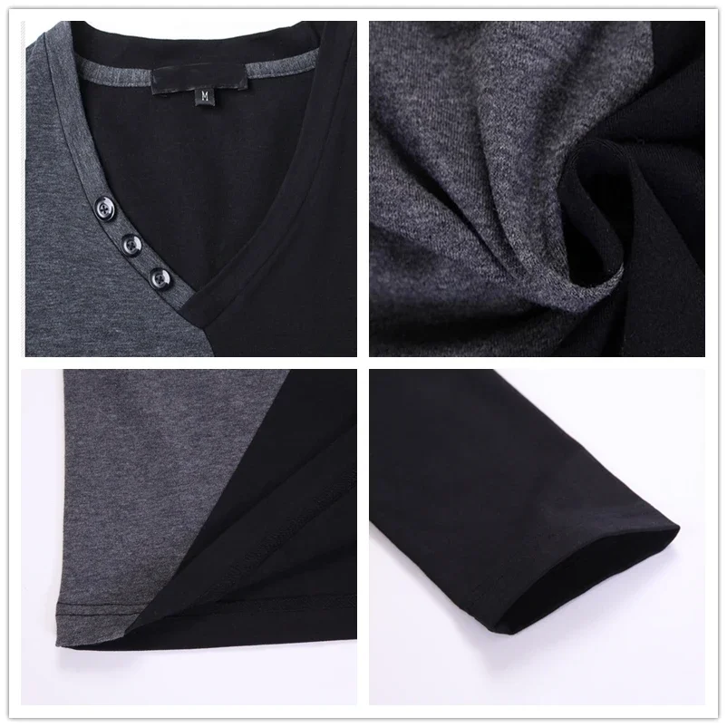 "BROWON Jesenji Muški T-Shirt sa Dugim Rukavima i V Izrezom" - Slika 5