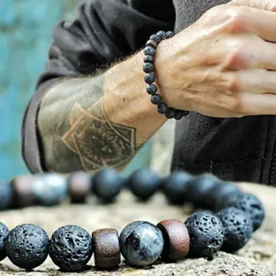 "Buddha Lava Stone Bracelet for Men"