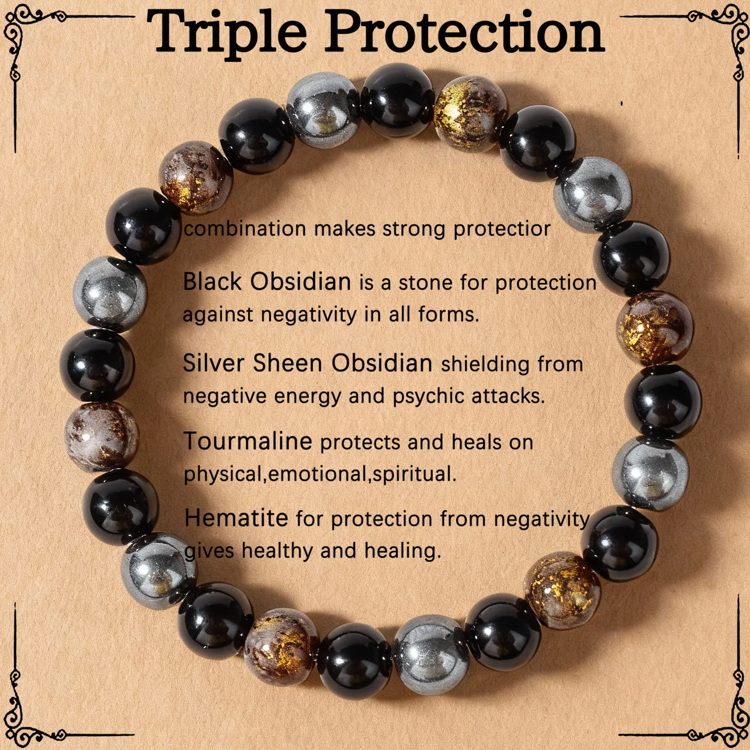 Ljetni nakit od crnog obsidijana i hematita