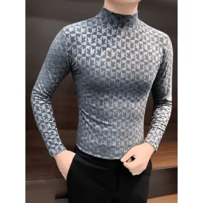 Trendy Turtleneck Long-sleeved Men's T-Shirt