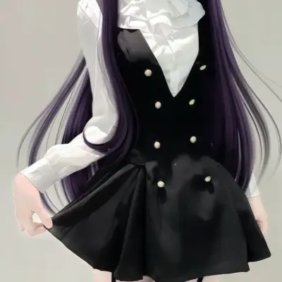 "Modna haljina s dugim rukavima i kragnom u stilu polo, tamne akademije"