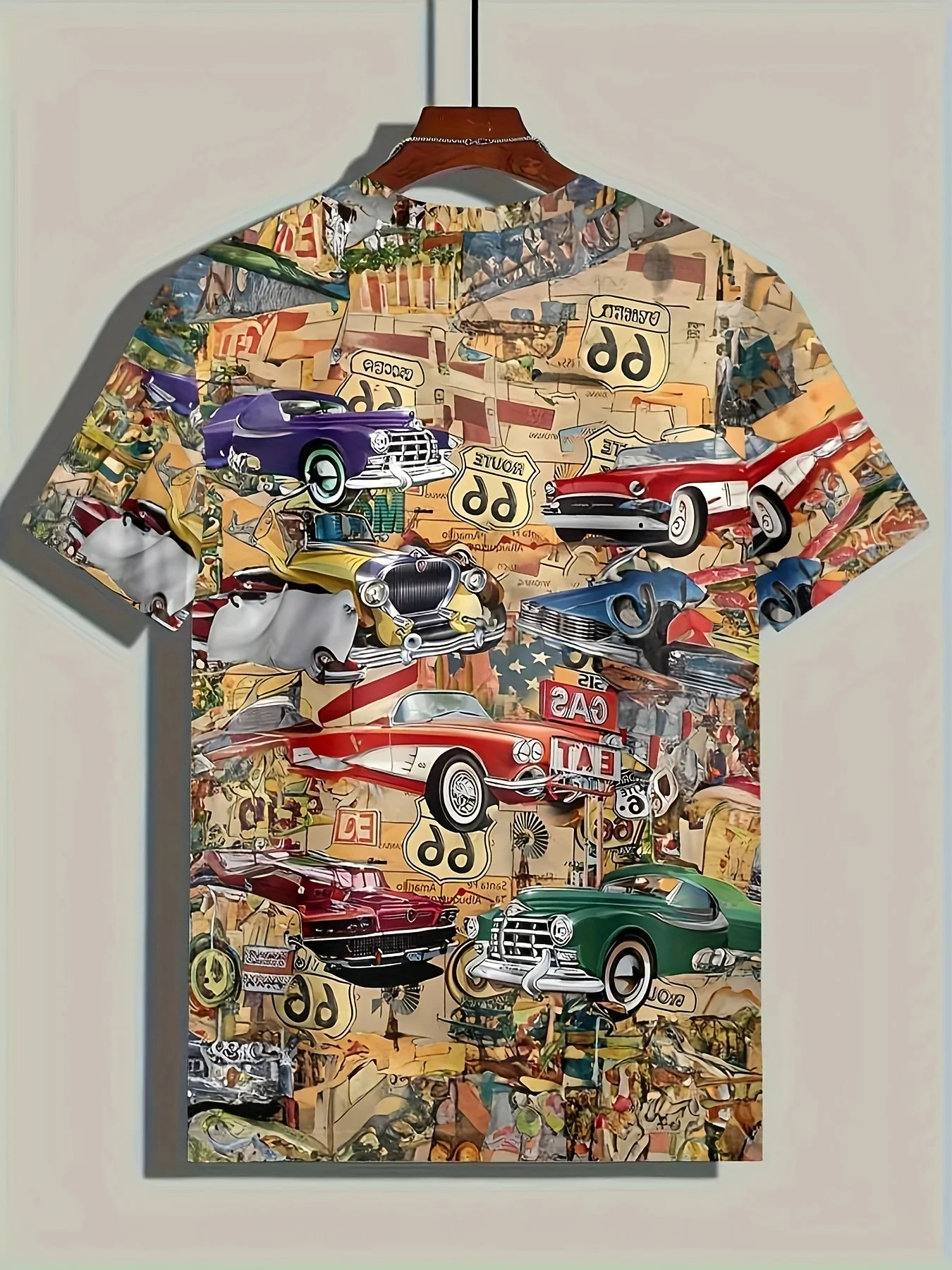 "Moderna muška majica sa 3D printom - Highway 66" - Slika 4