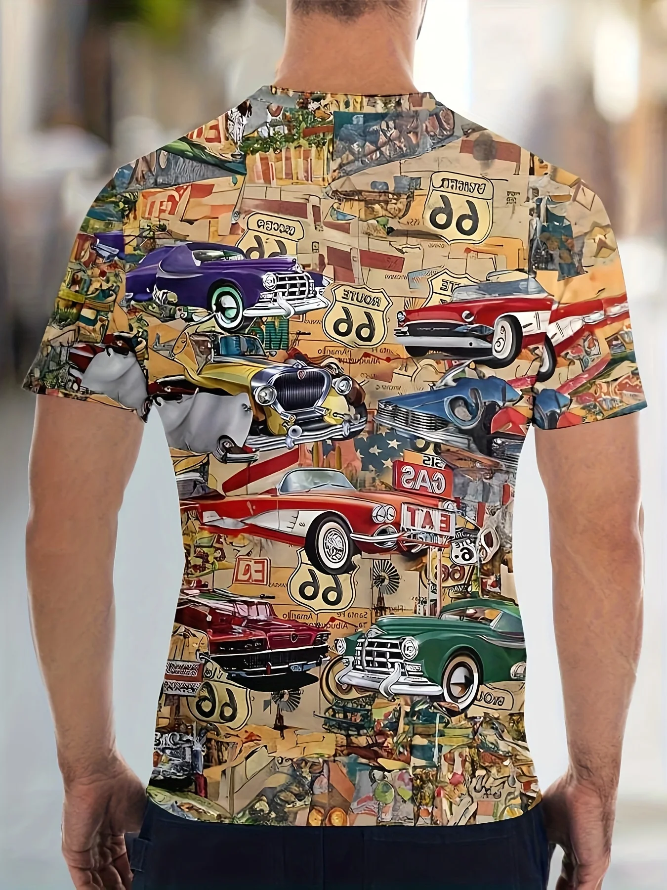 "Moderna muška majica sa 3D printom - Highway 66" - Slika 2