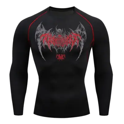 Skulls Compression Workout Shirt Men Spring Tops