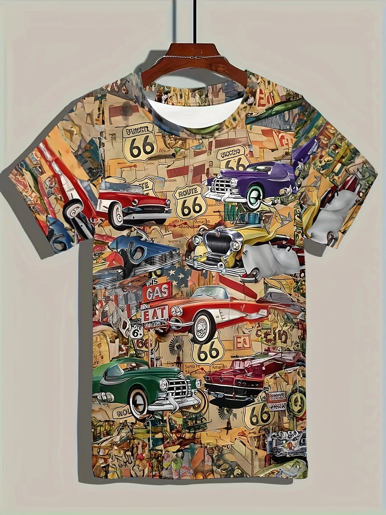 "Moderna muška majica sa 3D printom - Highway 66" - Slika 3