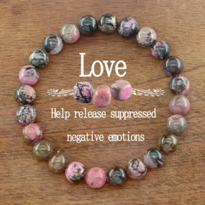 "Rhodonite Stone Beaded Bracelets"