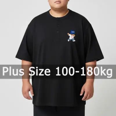 "Muška majica sa kratkim rukavima Henry kragna za punije muškarce veličina 5XL-7XL"