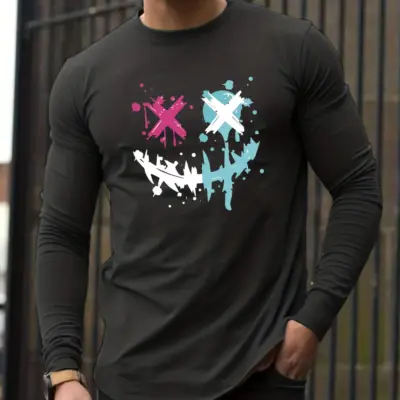 "Cotton Long Sleeve Smiling T-Shirt"