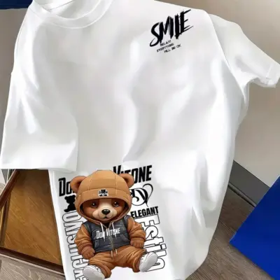 Letnja muška majica sa štampom medveđeg pisma za udobno nošenje i prozračnost