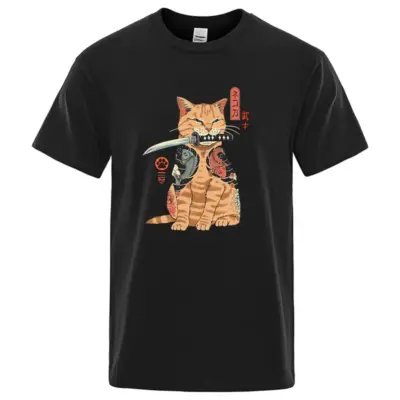 "Tropical Cat Print T-shirt"