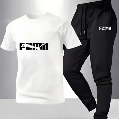 Muški sportski trening set od pamuka sa štampanim uzorkom i udobnim pantalonama.