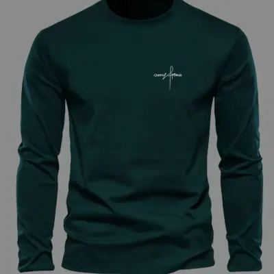 "Muška pamučna majica sa dugim rukavima i okruglim izrezom"