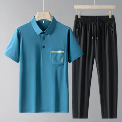 Muška poslovna majica i pantalone od svilenog leda za starije muškarce.