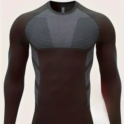 Muška jesenja i zimska debela majica sa dugim rukavima za vežbanje sa visokom elastičnošću za biciklizam i kompresivna sportska odeća  Muška zimska majica za vežbanje sa kompresijom i visokom elastičnošću