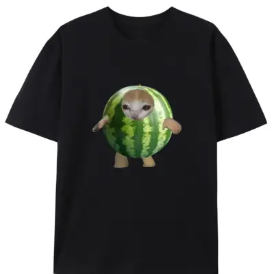 "Vodeni print mačke na muškoj majici"