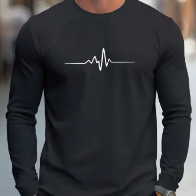 Muška dugačka majica sa 3D prugastim uzorkom za proleće i jesen 2025.