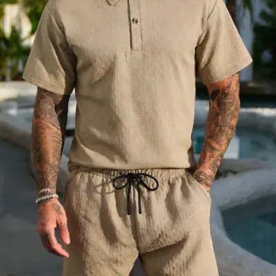 Kratka Polo majica sa žakard pantalonama