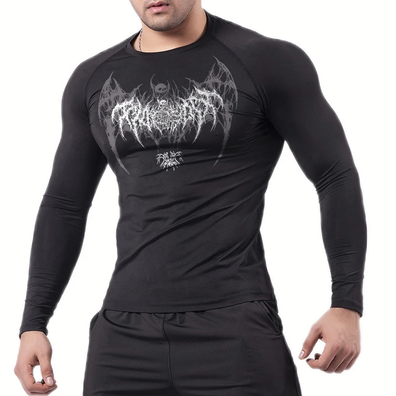 Skulls Compression Workout Shirt Men Spring Tops - Slika 5