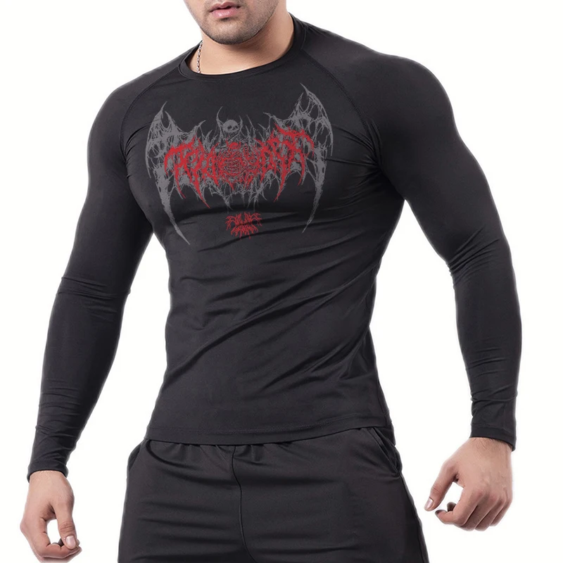 Skulls Compression Workout Shirt Men Spring Tops - Slika 4