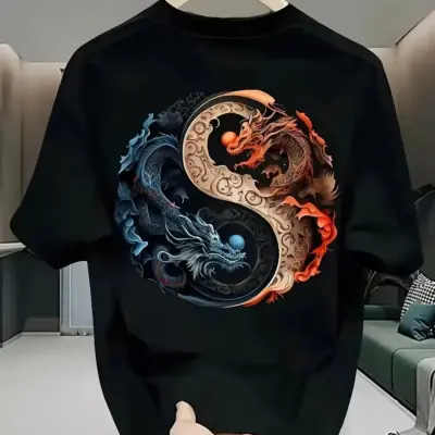 "Muška pamučna majica - Yin Yang uzorak ulične mode"