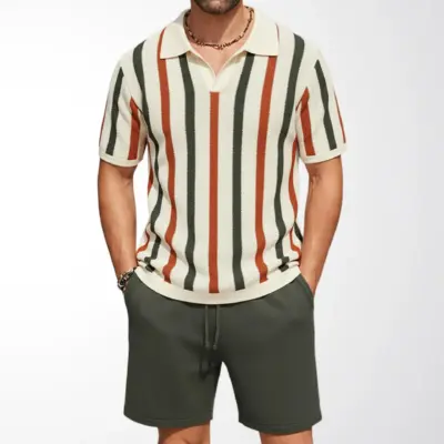 Muška letnja moda: Prugasti džemper i šorts polo majica