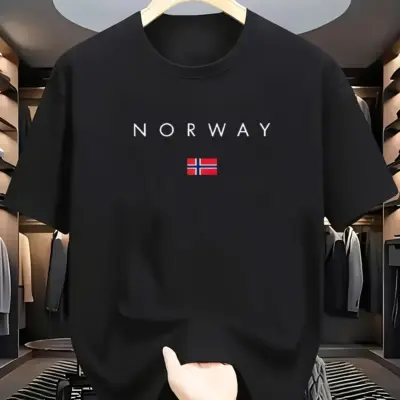 Sportska letnja muška majica NORWAY sa šarama i okruglim izrezom na rukavima