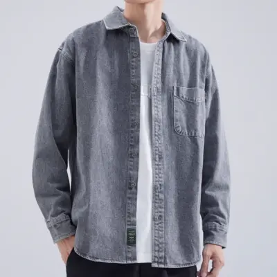 Retro Denim Men's Long Sleeve Shirt