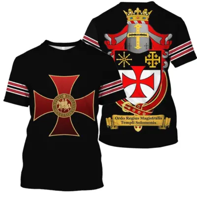 "Letnji muški retro T-shirt sa Templar printom"