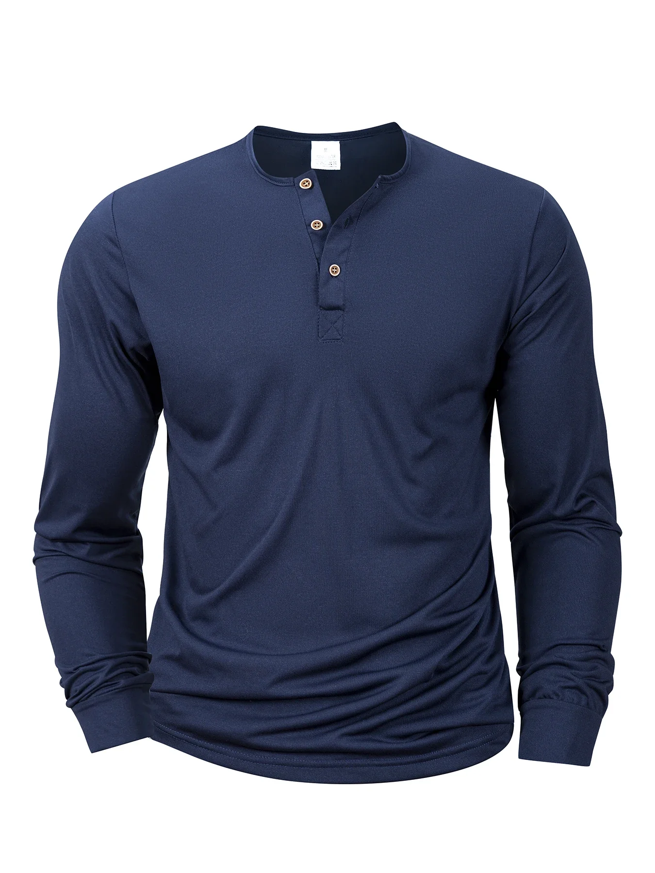 Muskarska Dugorukavna Majica Henley Slim Fit Casual Button Tee - Slika 5