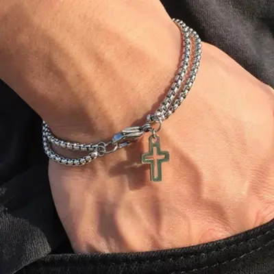 "Cross Pendant Bracelet for Men"
