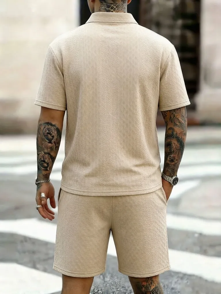 Letnji Muški Odevni Set - Plažni Jacquard - Slika 2