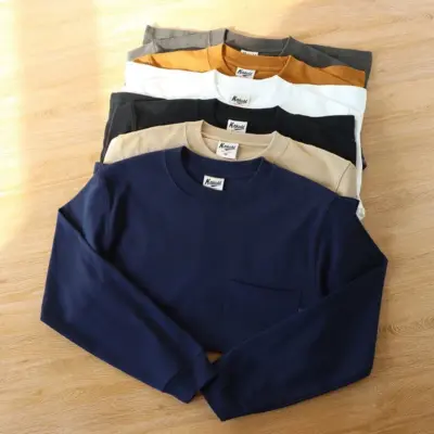 Prolećna pamučna majica sa džepom za muškarce