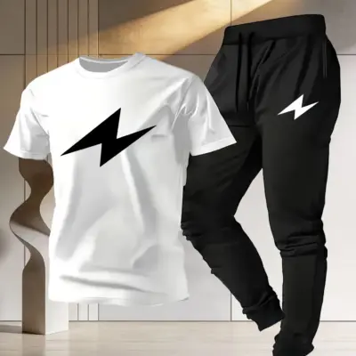 "Muški sportski komplet - lagana pamučna majica kratkih rukava i trenerka za fitnes i trčanje"