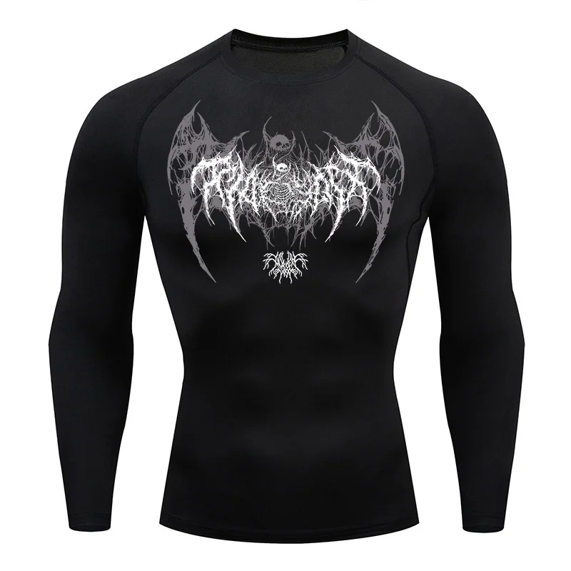 Skulls Compression Workout Shirt Men Spring Tops - Slika 2