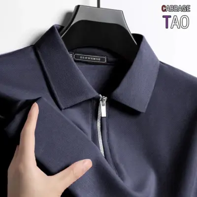 Ljetna muška majica sa policijskim ovratnikom: Čvrsta boja, polu-zip, kratki rukav, prozračna, lagana: Moderni dnevni stil za ulicu za muškarce.  Muška ljetna majica sa policijskim ovratnikom