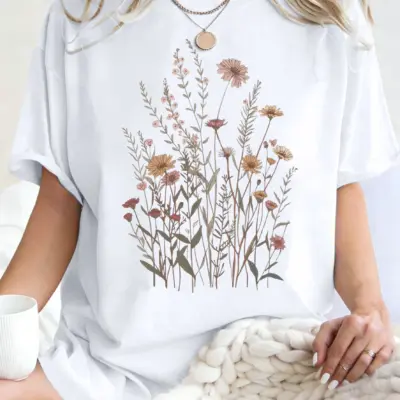 Letnji pamučni široki top sa cvetnim printom