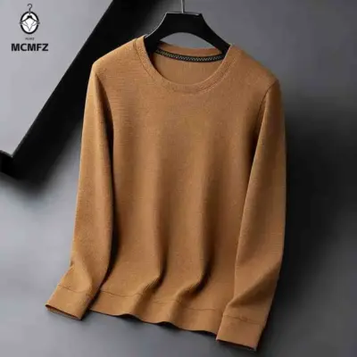 "Mushroom Brown Crew Neck T-shirt"