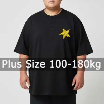 Plus Size Henley Collar Polo Shirt