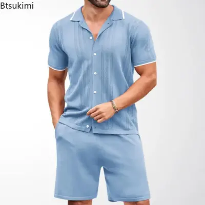 Muška letnja poslovna kolekcija majica polo i šortseva od mekog svilenkastog materijala  Summer Men's Silk Polo Set