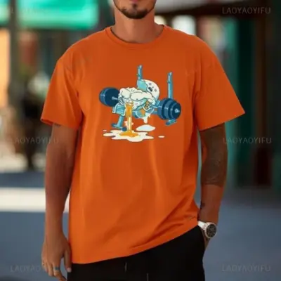 "Smeshna graficka majica za trening sa motivom jajeta i bench press-a"