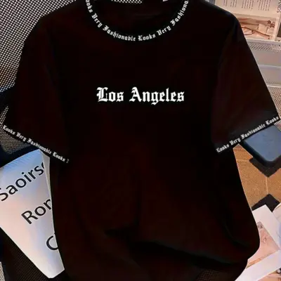 Stilizirana Muška Majica Los Angeles Print Kratkih Rukava