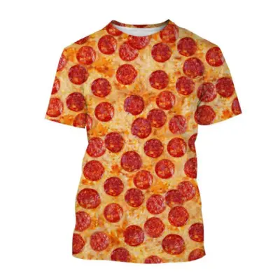 "3D Sausage Pizza Print T-Shirt"