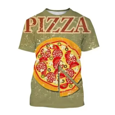 "Smiješne Pizza Majice Ljetnja Modna Kratkih Rukava Muškarci Žene 3D Hrana Štampane Majice Ležernog Stila"