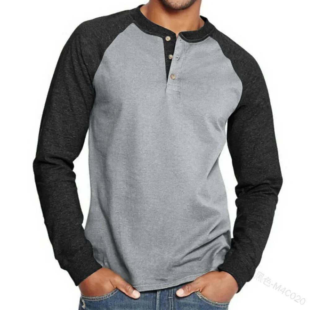 Vintage Black Henley Long Sleeve Shirt - Slika 2