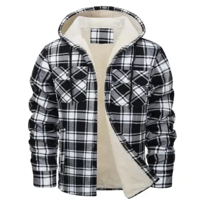 Sherpa Hooded Flannel Jacket for Men