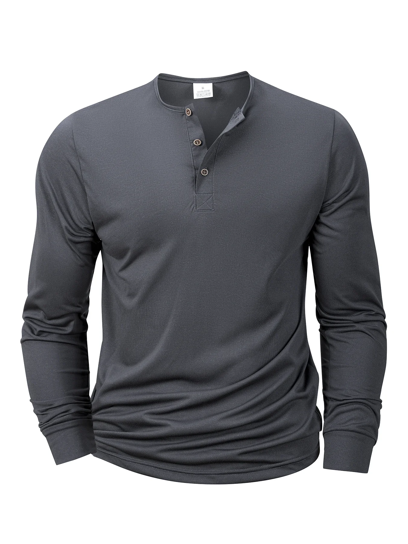 Muskarska Dugorukavna Majica Henley Slim Fit Casual Button Tee - Slika 4
