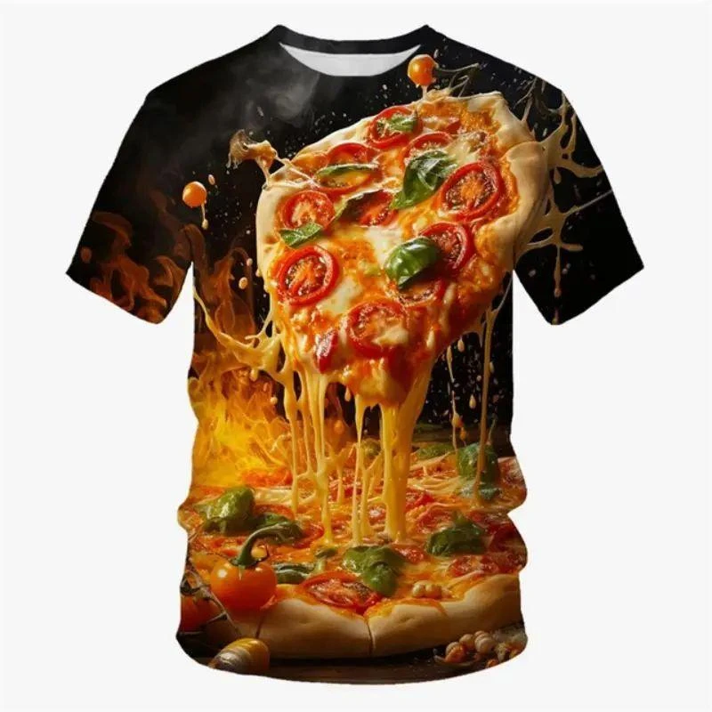 "Smiješne Pizza Majice Ljetnja Modna Kratkih Rukava Muškarci Žene 3D Hrana Štampane Majice Ležernog Stila" - Slika 4