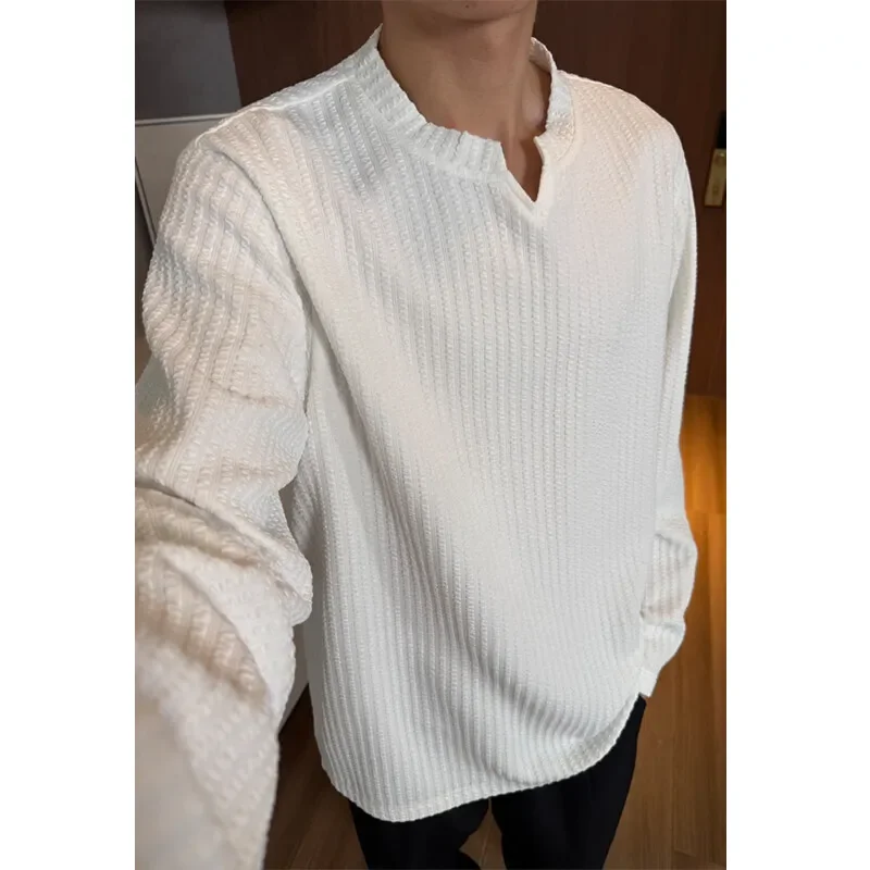 -shirt Korean Casual V-neck Long Sleeve T-shirt - Slika 3
